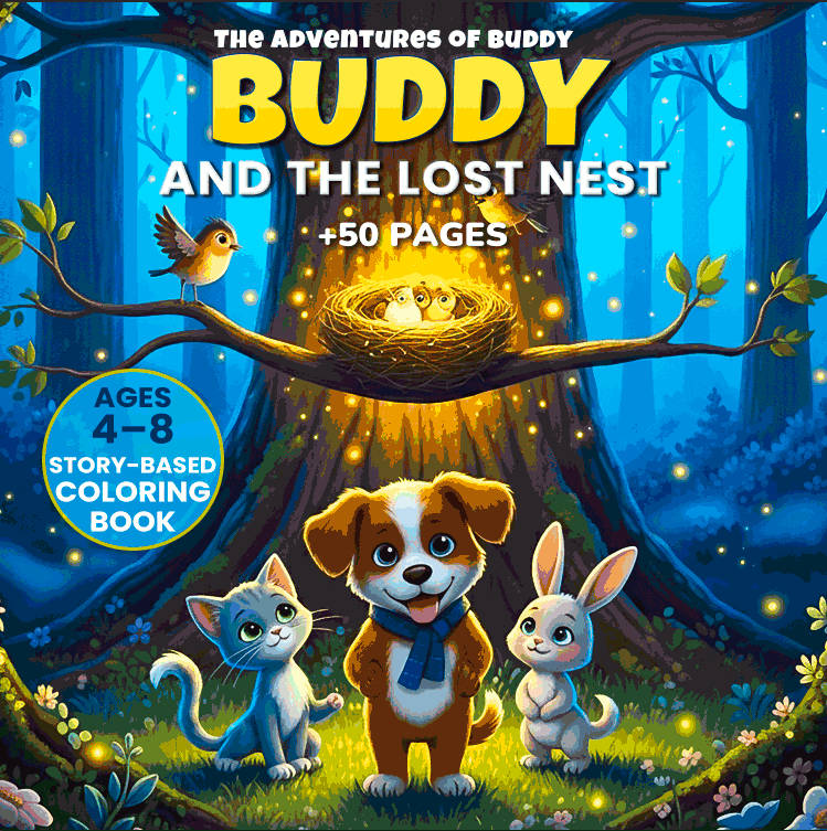 Coloring books for kids 4-8 – story-based animal adventure